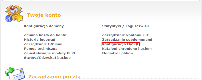 Konfiguracja baz danych MySQL Konfiguracja baz danych MySQL
